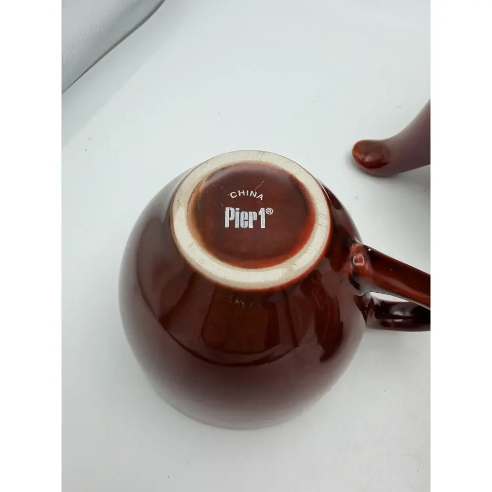 Vintage Pier 1 Imports Tea Set With Teapot and 4 Cups